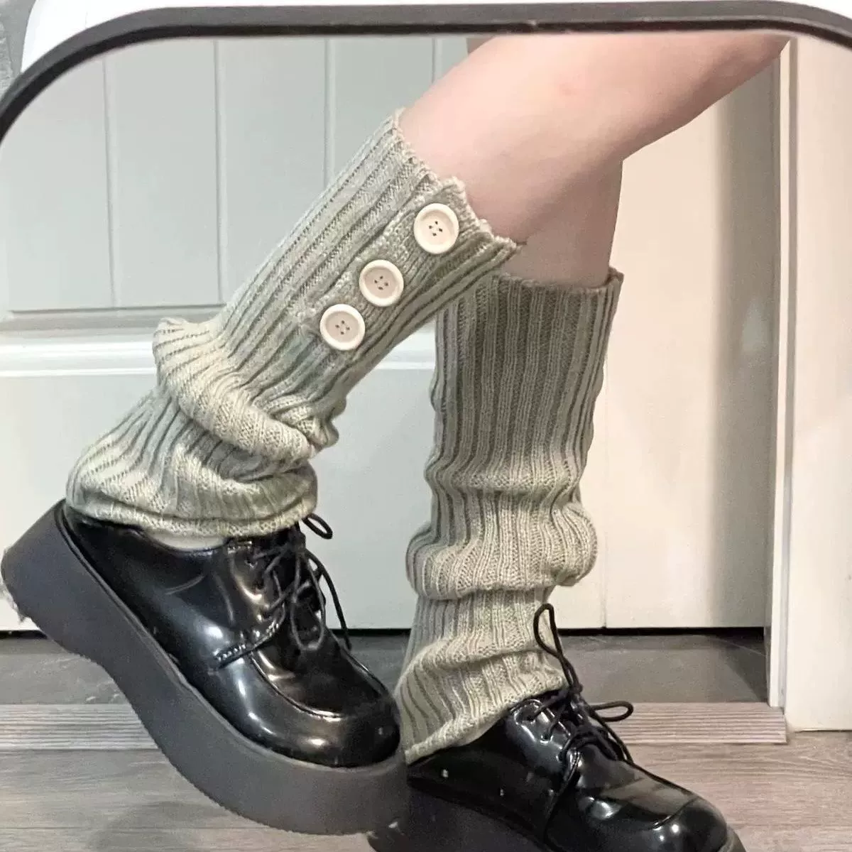 Демисезонные японские вязаные гетры, белые шерстяные гольфы, mid-length