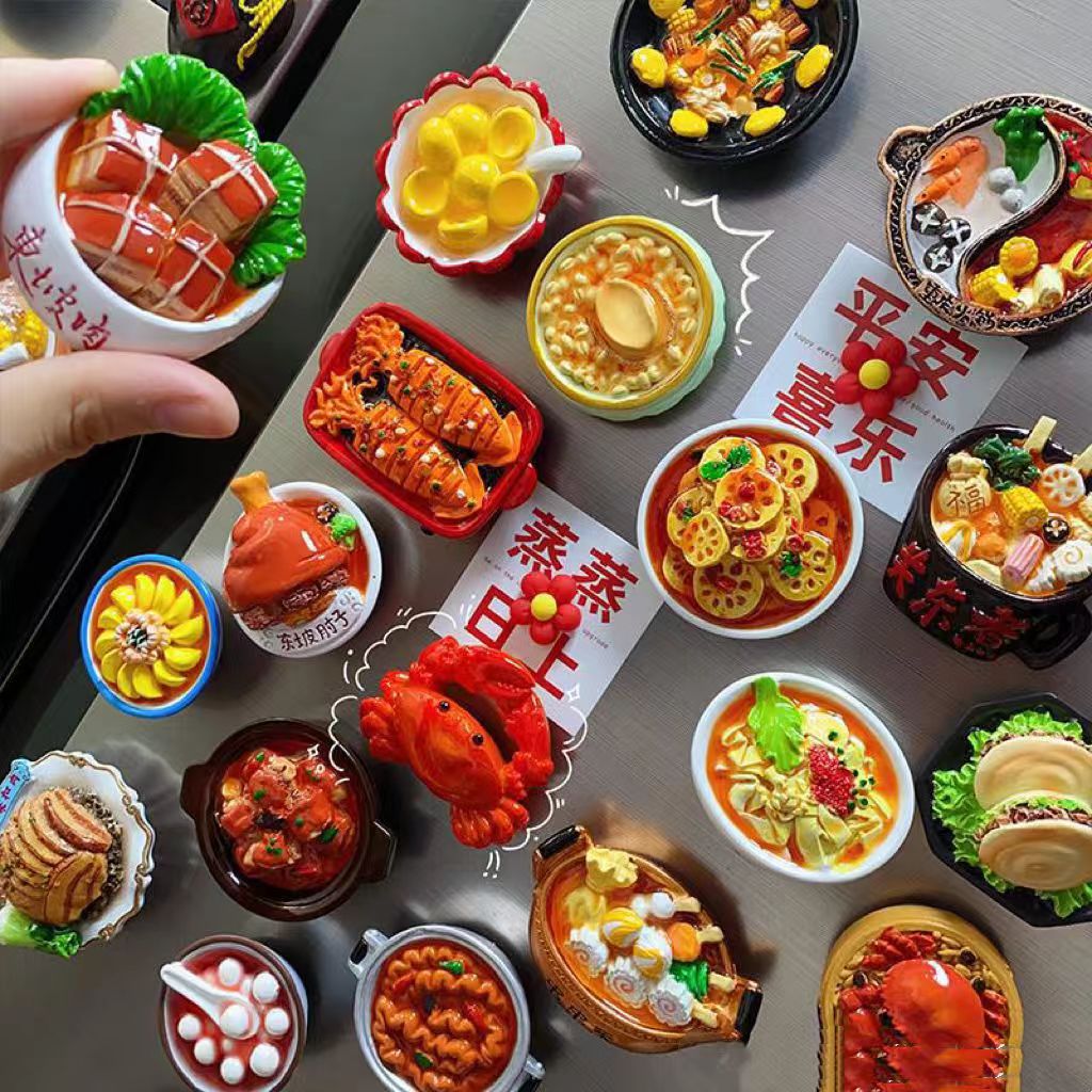 현지 음식 3D 3 차원 창조적 인 냉장고 스티커 시뮬레이션 식품 특수 식품 마그네틱 스티커 흡입 냉장고 장식