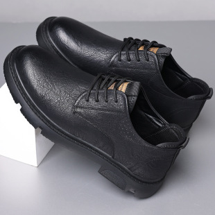 Leather shoes men's retro Hong Kong style cowhide big head leather shoes casual British low-help youth trend tooling shoes a generation of hair