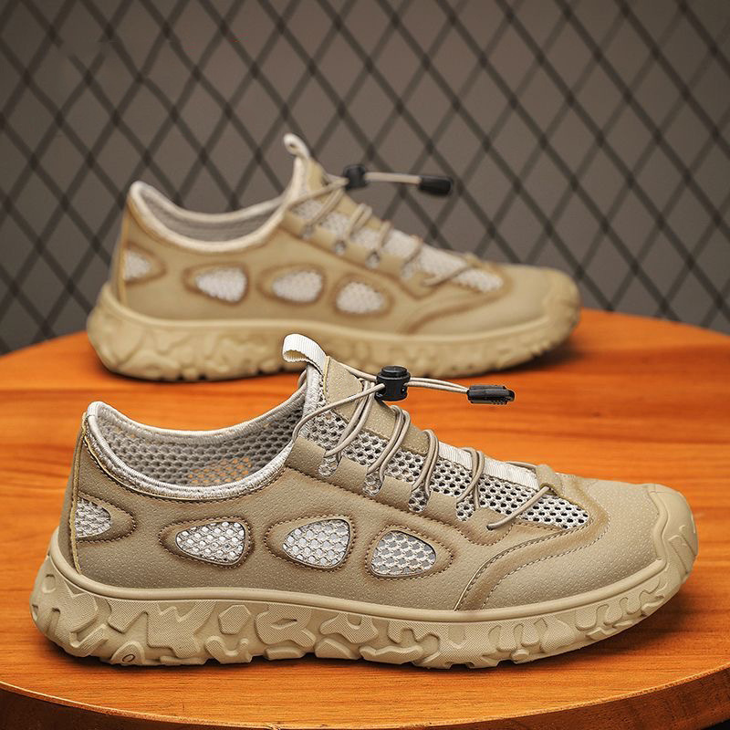 2025 zapatos de hombre de verano nuevos zapatos de red huecos transpirables zapatos de trabajo de hombre zapatos deportivos antideslizantes zapatos casuales de papá