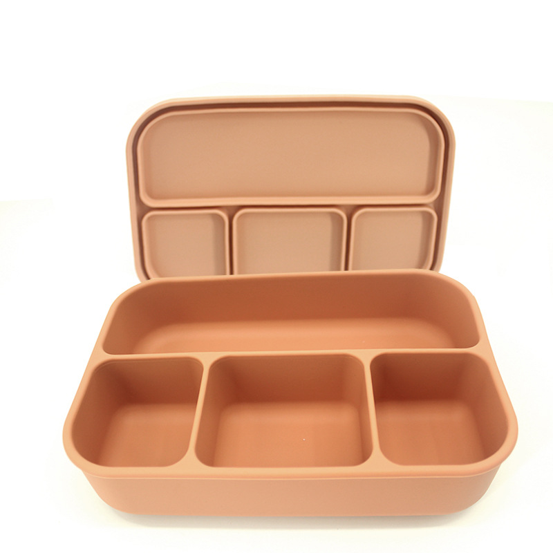 Grado alimenticio silicona cuadrícula caja de almuerzo de silicona caja de almuerzo de gran capacidad oficina estudiantes pueden microondas caja de almuerzo