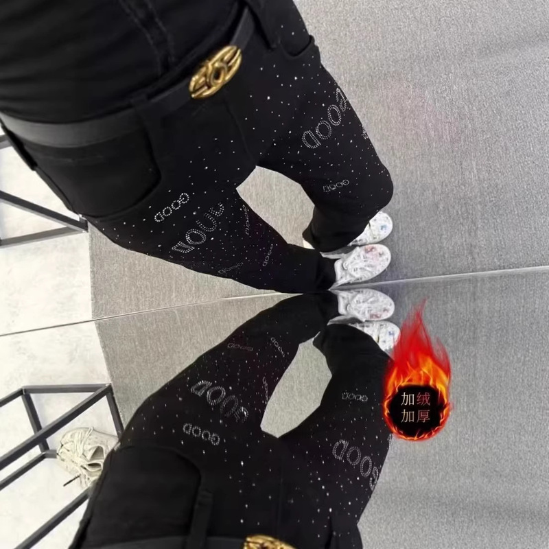 New Style Rhinestone Embellished Luxury Black Jeans, Korean Fashion Slim-Fit Casual Pants, Classic Trendy Versatile and Timeless