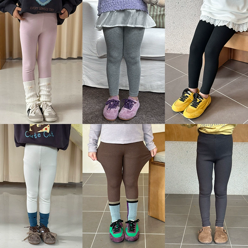 艾摩贝贝童裤子秋季儿童高弹舒适精棉螺纹百搭纯色修身打底裤