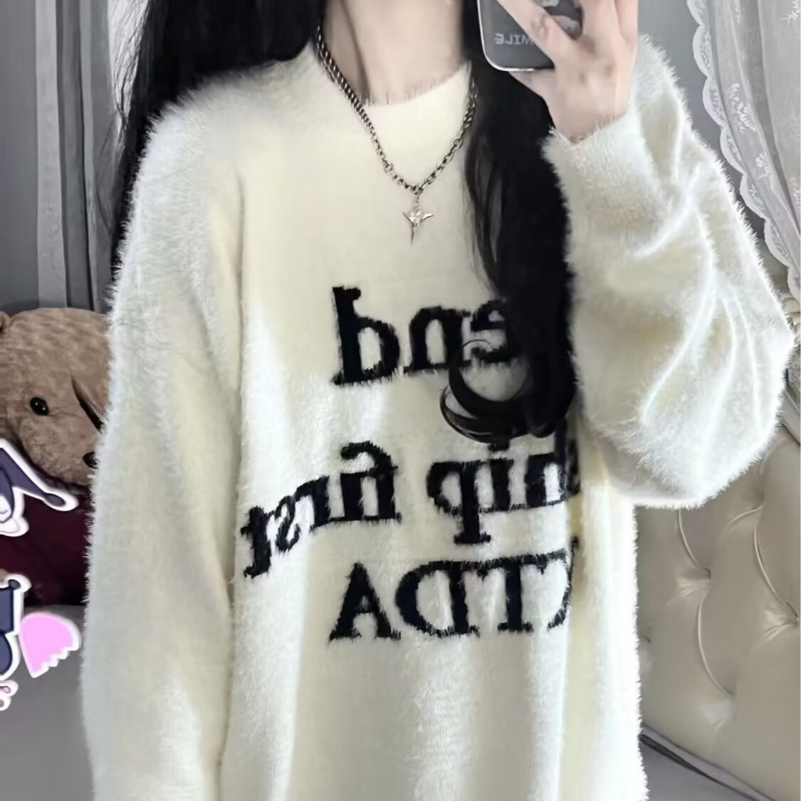 白色毛衣女内搭打底加厚秋冬季奶fufu慵懒风奶系软糯温柔复古日系