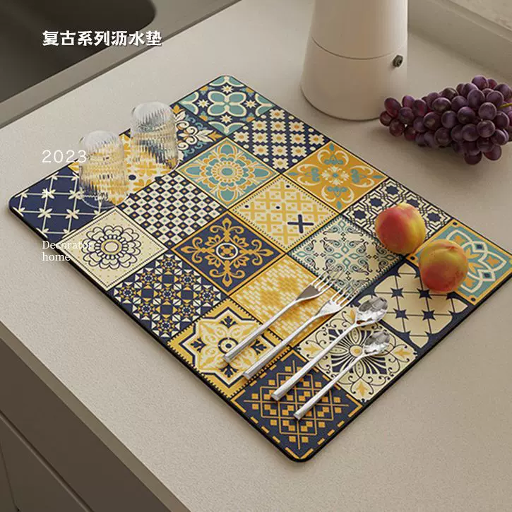 跨境厨房台面吸水杯垫餐具沥水垫碗筷控水桌垫免洗隔热垫厂家直销