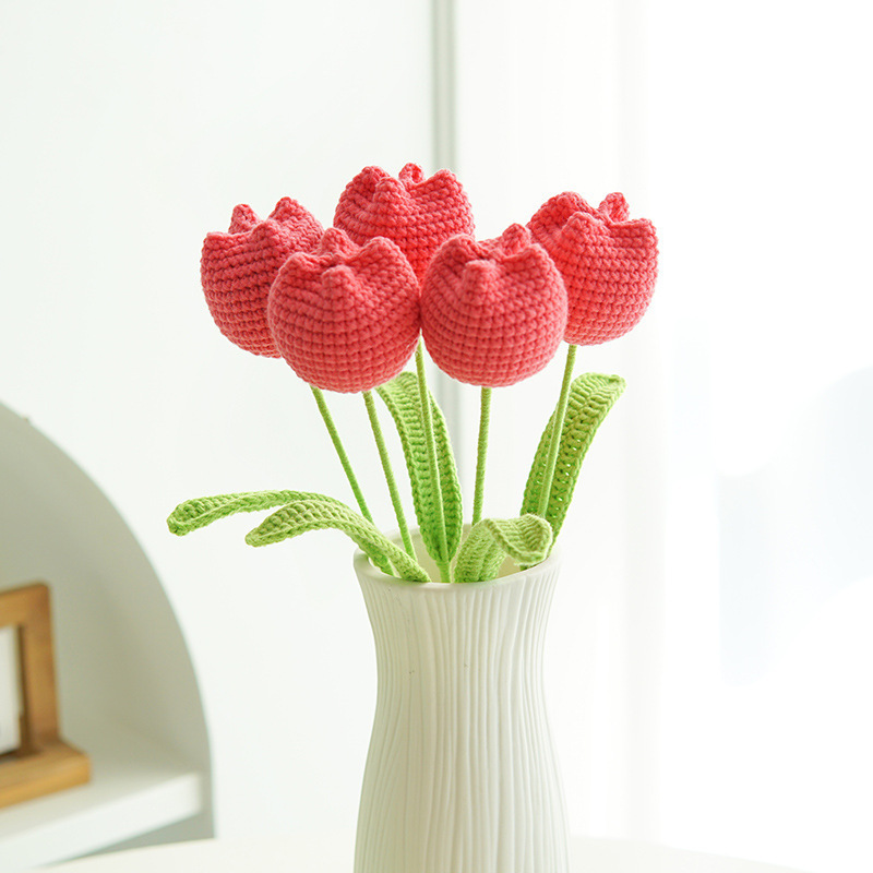 クロスボーダーの手編みの完成品の小さい花束は花の毛糸のメリヤスの花束を模倣します。|undefined