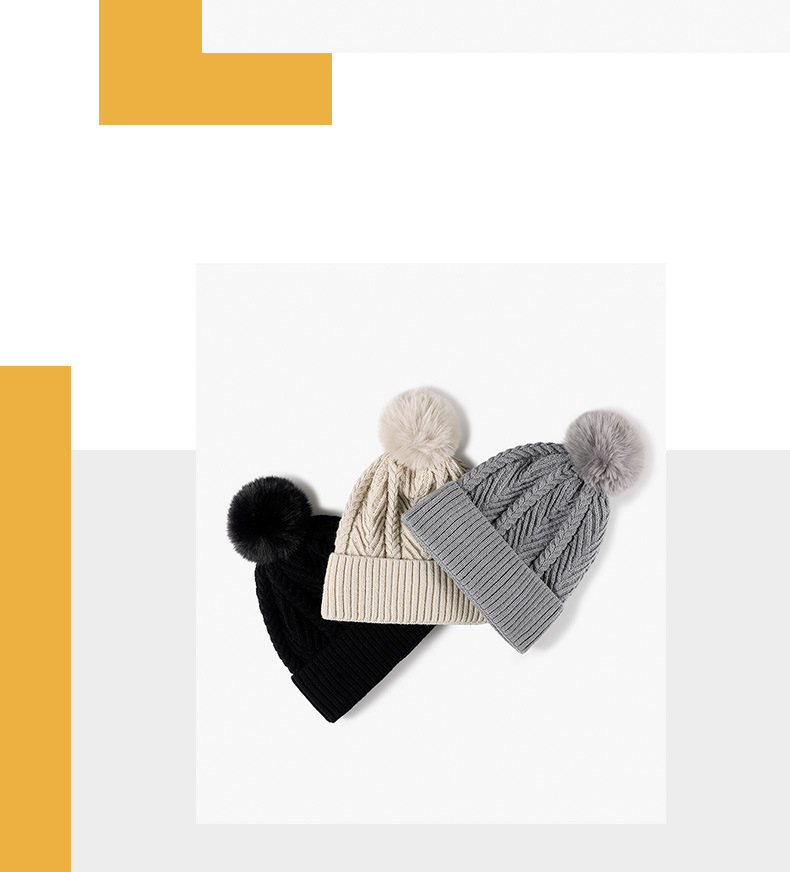 Women's Basic Simple Style Twist Pom Poms Eaveless Wool Cap display picture 2