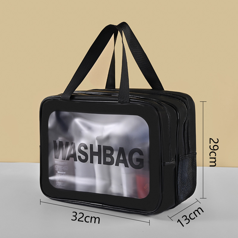 Neceser de Viaje Portátil de Doble Capa de PU Impermeable para Viaje y Baño