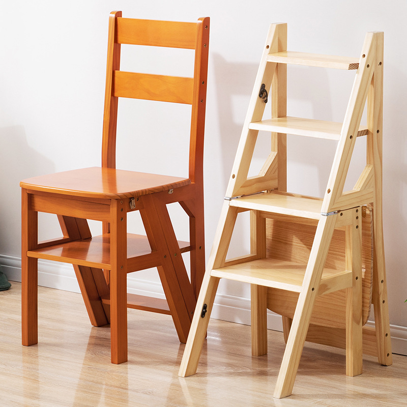 实木折叠梯凳多功能家用折叠凳客厅梯子变椅子两用简约儿童家用梯