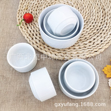陶瓷直身白色汤盅饭碗螺旋脚沙拉碗餐厅蒸蛋盅炖盅餐具酒店餐具