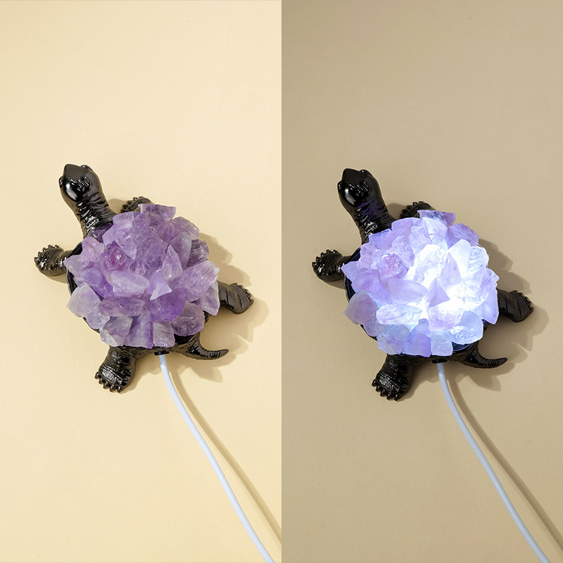 Racimo de cristal natural transfronterizo, adornos de tortuga, cristal púrpura, amarillo y blanco, piedra en bruto, piedra de expansión, adornos artesanales de bricolaje hechos a mano