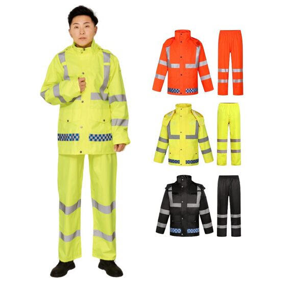 Duty raincoat rain pants suit 300d reflective full body rainstorm outdoor riding wholesale split sanitation raincoat