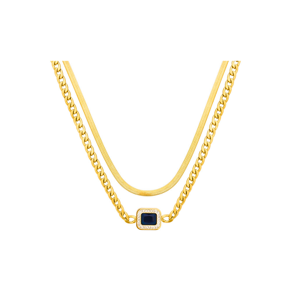 Retro Square Titanium Steel Inlay Rhinestones Necklace_colorza_5