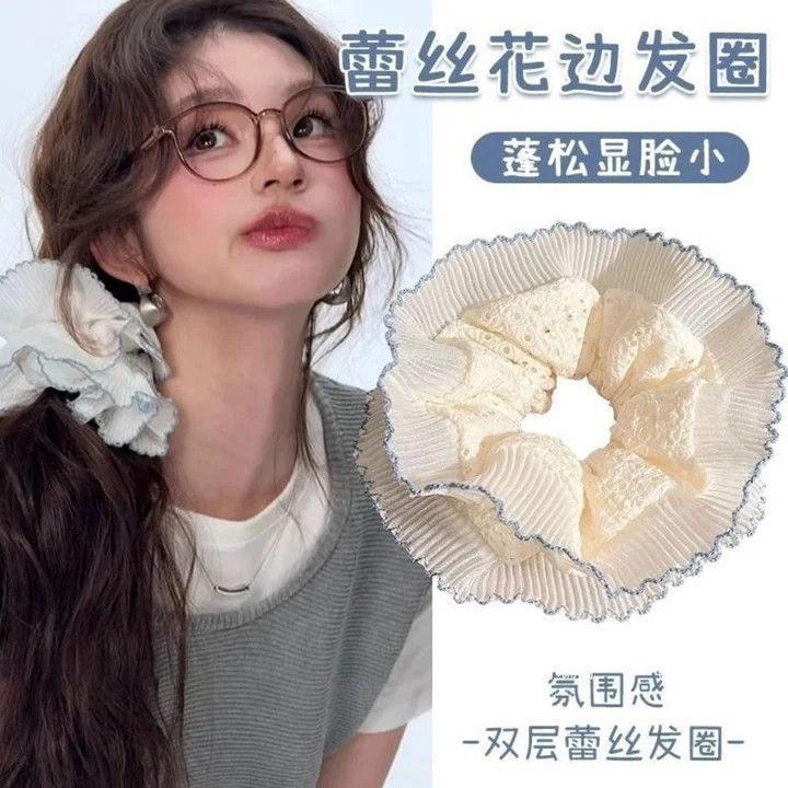 Perlas de terciopelo de alta sensación, anillo de cabello de intestino grande, temperamento femenino elegante, cuerda de cabello de cola de caballo baja, cuerda de cabello de alta elasticidad no dañada