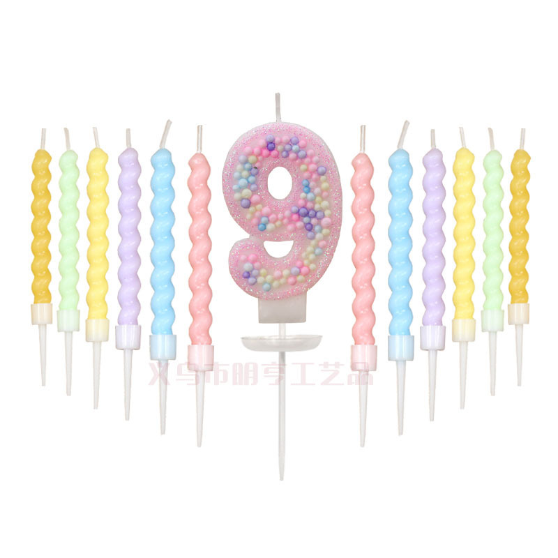 マカロンカラーボールねじキャンドルセット誕生日キャンドルクロスボーダーアマゾンカラーデジタルキャンドルケーキ装飾|undefined