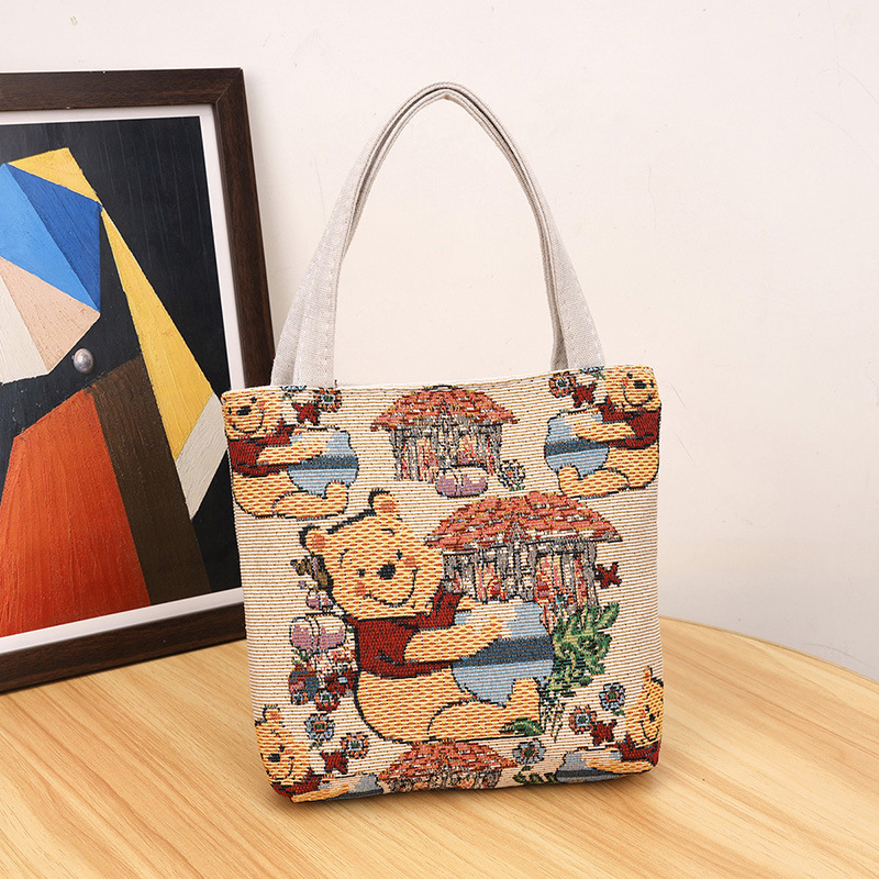 新しい小さな両面パターン漫画ハンドバッグママハンドバッグジャカード刺繍ミッキー KT 猫小さなバッグ|undefined