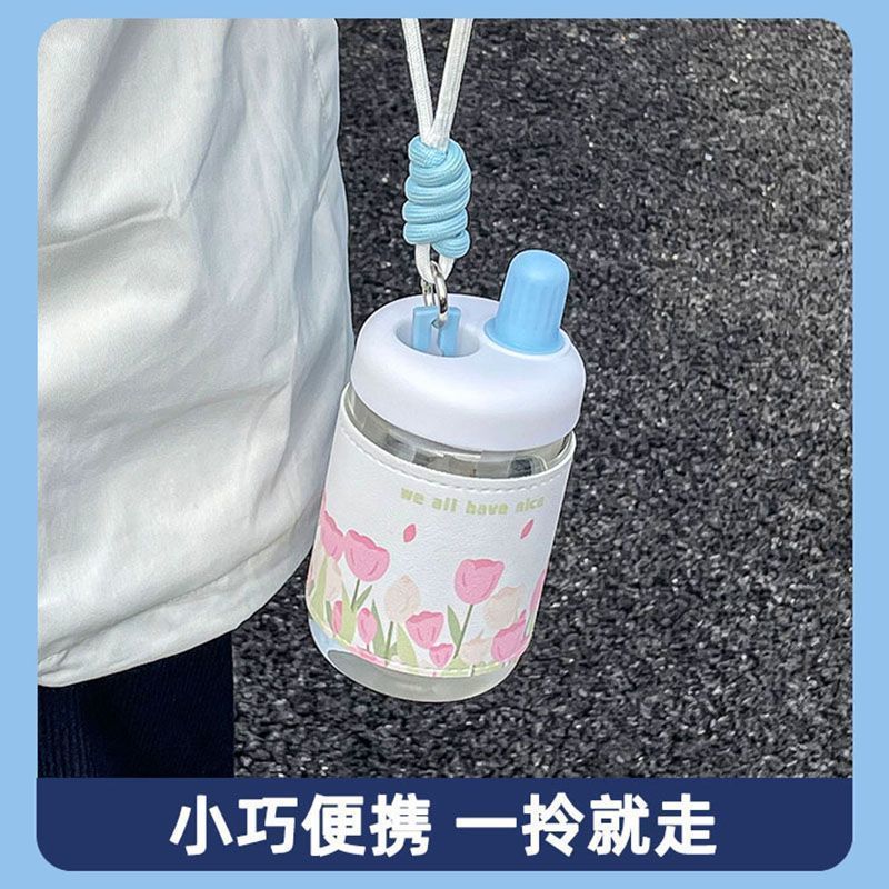 玻璃杯夏日郁金香珍珠奶茶粗吸管杯子ins高颜值可爱女生便携水杯详情13