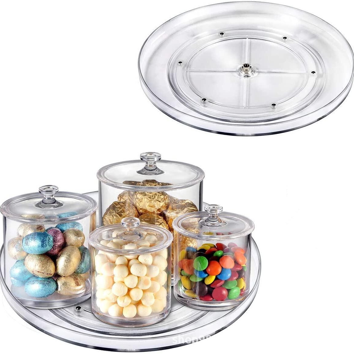 PET transparent rotating turntable storage rack 360 degree rotatable kitchen desktop finishing rack plastic multi-layer storage rack