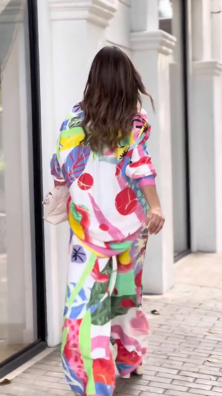 Regular Fit Fit Type Plant, Flower Pattern Daily Women'S Casual Plant Flower Polyester Printing Pant Co-ord Set Pants Sets
