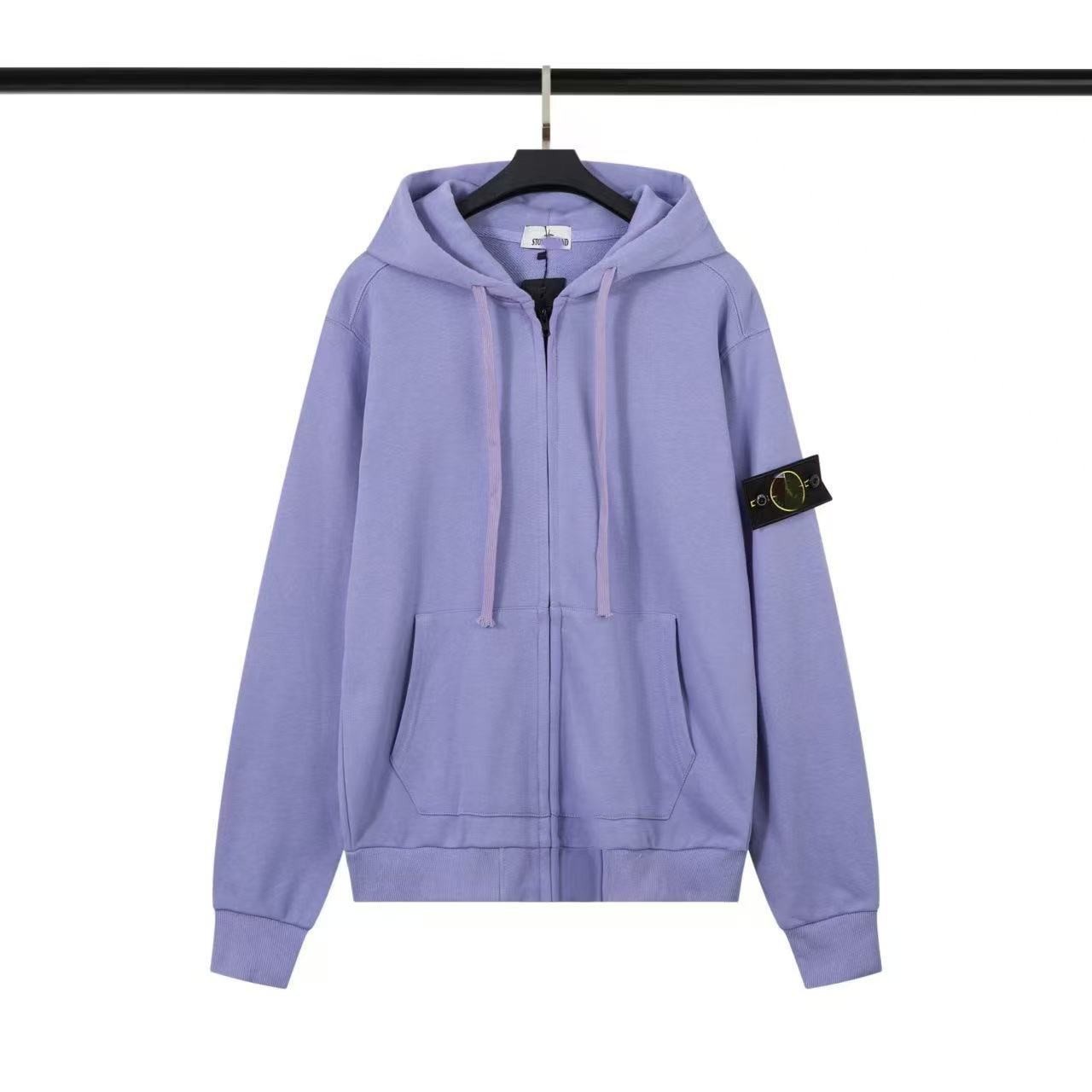 Stone Island Zip Sweater Hooded Compass Patch Lavender