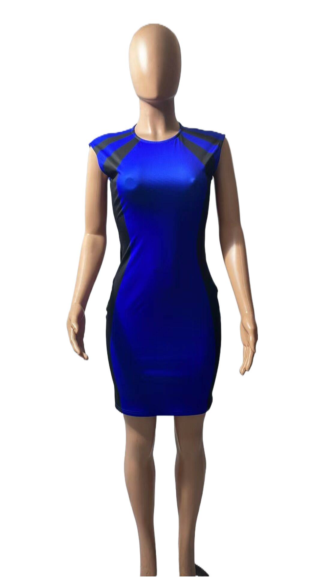 2023 Summer New European And American Style Foreign Trade Women's Clothing Color-Block Sleeveless Round Neck Patchwork_ecoleips.com