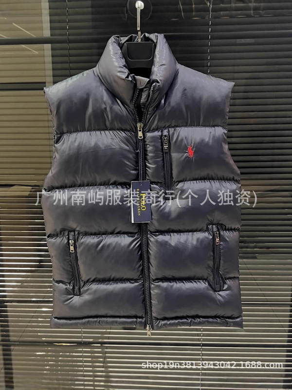 跨境高品质RL小马刺绣美式秋冬季立领保暖马甲男女情侣款背心外套|undefined
