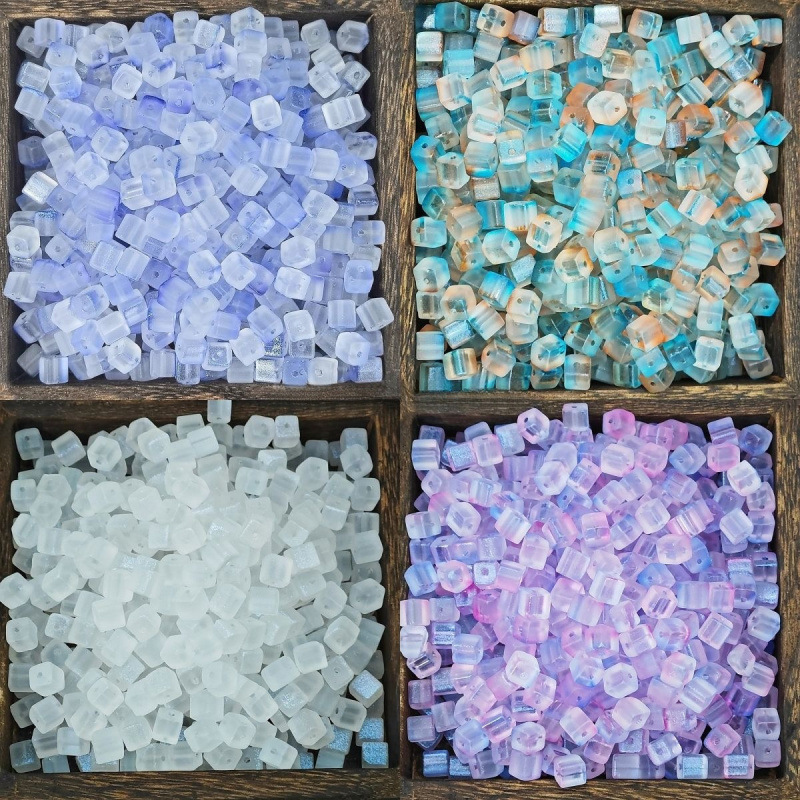 手作球填充物7mm超优磨砂玻璃方糖米珠 手工diy自制皮筋串珠手机