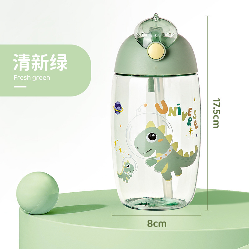Taza para aprender a beber nueva, taza espacial, portátil, taza para beber a prueba de caídas, taza con pajita para exteriores, taza para niños para aprender a beber, taza de agua de dinosaurio