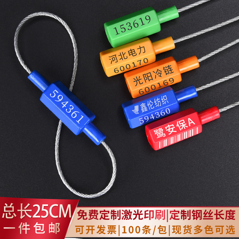 集装箱施封锁货柜车油罐车铅封插销式钢丝封条一次性物流运输封签