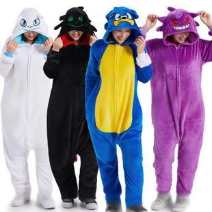 Autumn and Winter Flannel Anime Cartoon Animal Purple Magic Purple Monster Sonic Black Dragon White Dragon One-Piece Pajamas Factory Direct Sale