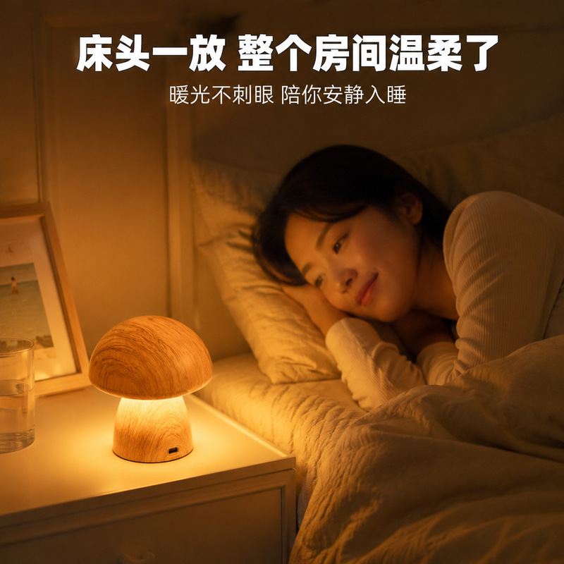 Creative Mushroom Night Light Bedroom Bedside Charging Table Lamp Eye Protection Touch Dimming Atmosphere Lamp Gift for Girls Creative Mushroom Night Light Bedroom Bedside Charging Table Lamp Eye Protection Touch Dimming Atmosphere Lamp Gift for Girls