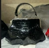 Black, crocodile print