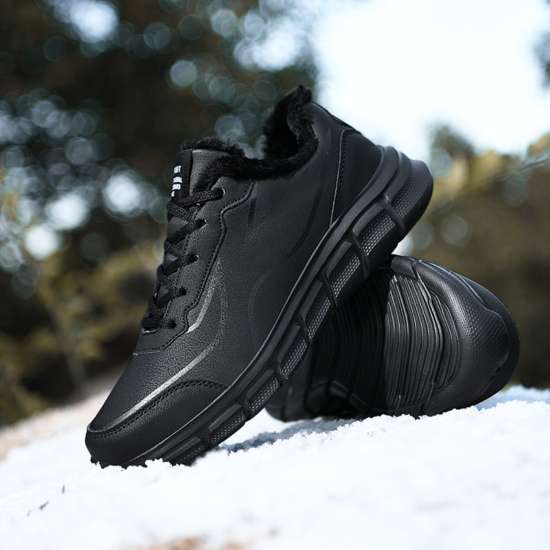Zapatos masculinos de gran tamaño en otoño, nuevos chefs cocinan para trabajar, fideos de cuero con terciopelo para mantener el calor, deportes, zapatos negros de moda papá