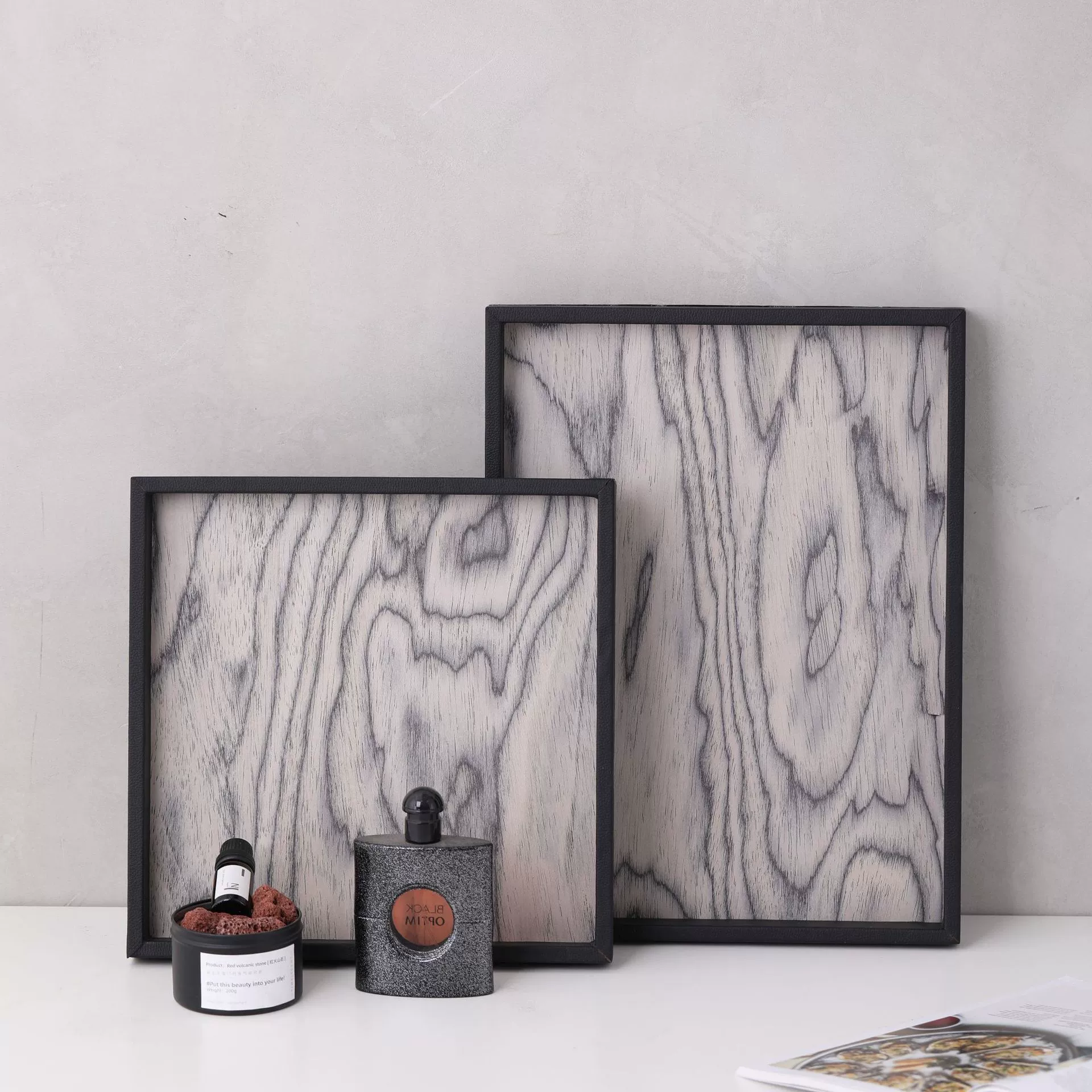 Современный минималистичный кожаный ароматерапевтический деревянный поднос ins ветер украшение дома модель вилла гостиная с мягкими украшениями