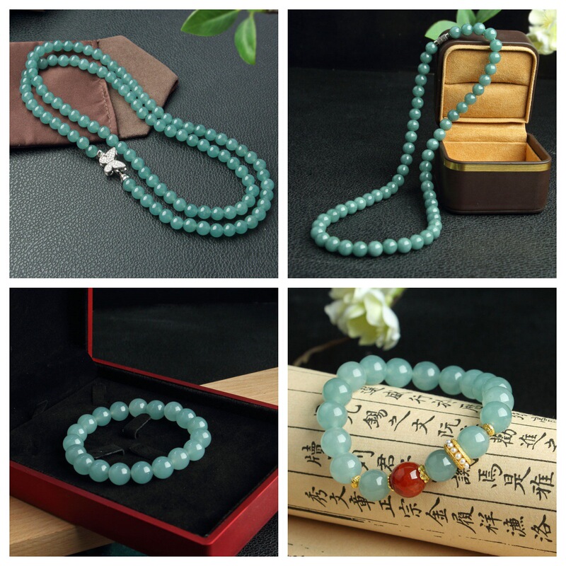Ice transparent blue water round bead bracelet 10mm DIY ladies small fresh bracelet live source women's jade bracelet