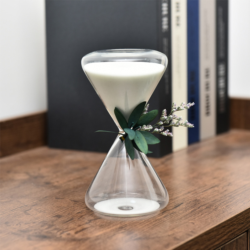 Nordic hogar vidrieras reloj de arena temporizador 15 30 minutos decoración creativa flor seca Fábrica al por mayor image 5