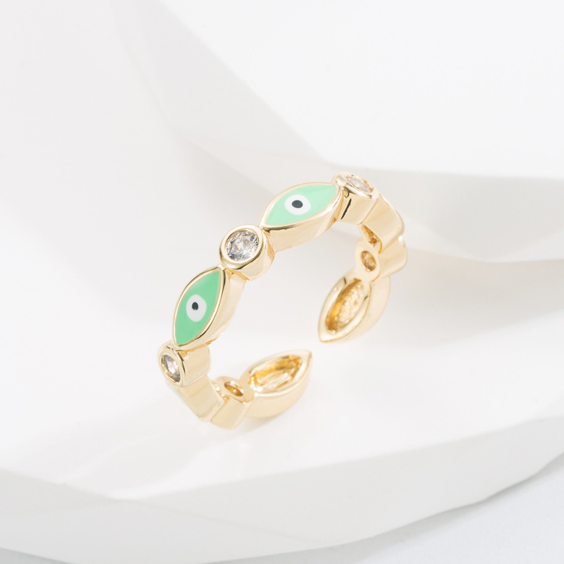Fashion Eye Copper Open Ring Stoving Varnish Inlay Zircon Copper Rings