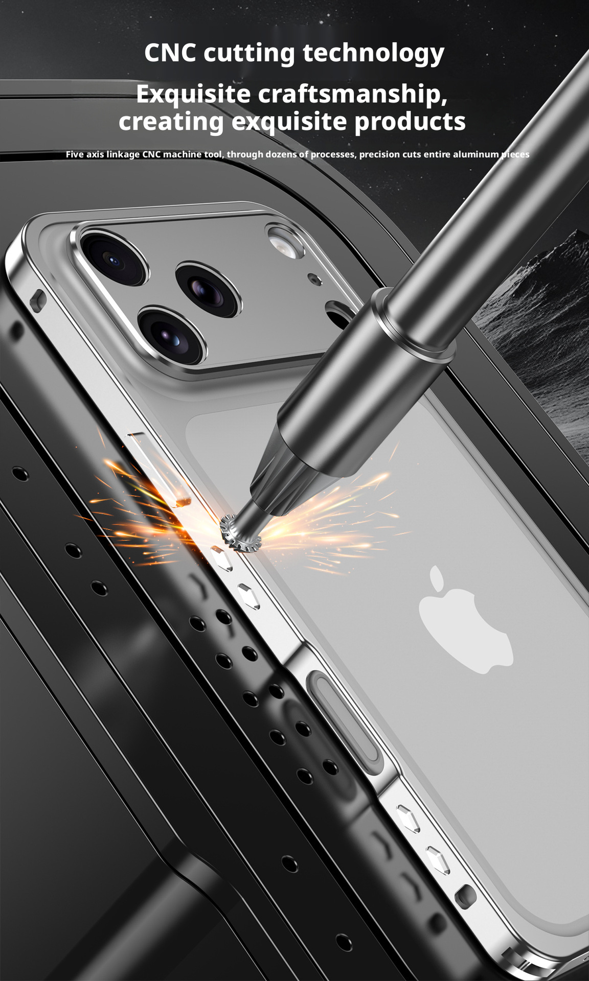Ốp lưng iPhone viền kim loại tản nhiệt chống sốc dạng khung móc biển — Cam, Bạc, Đen, Xanh chi tiết 3