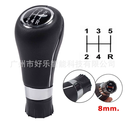 Sürətlər qutusu və əl tormozu başlıqları: shift head gear shift sleeve - sk-benz065-side-with-bright-edge-r-lower-right-black-leather-5-speed-8mm