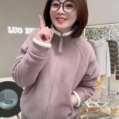 保暖加绒棉衣奥利绒立领防风显瘦冬季新款百搭加厚拉链外套