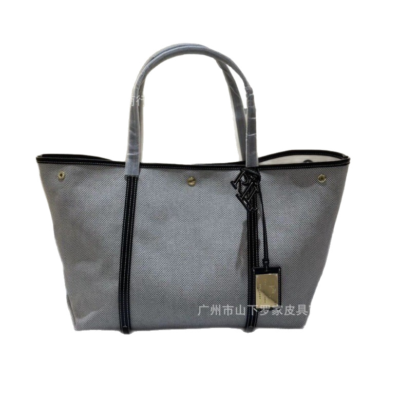 Cross-Border New Emerie Canvas Leather Tote Bag Fashion Elegant Women's Lauren Shopping Bag - Thumbnail 5