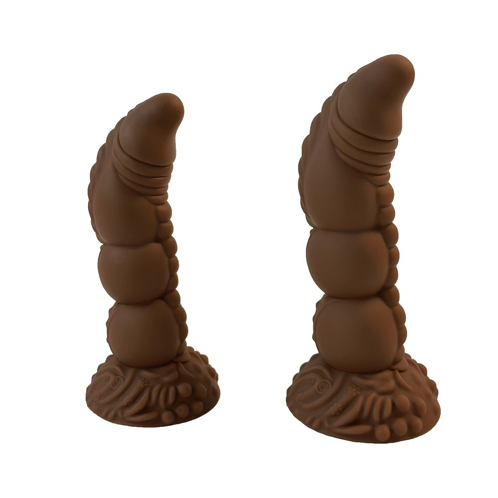 Huanlong Silicone Anal Plug, Large Special-Shaped Soft Vaginal Plug in Coffee Brown — detail image 7