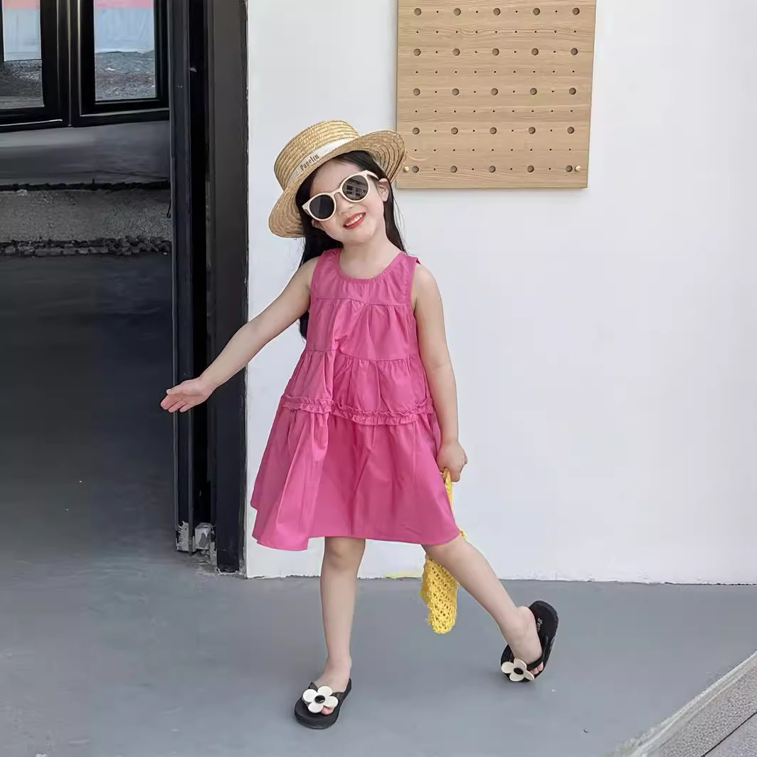 Cool Summer ~ Korean Style Girl's Summer Rose Red Mori Style Holiday Style Fairy Vest Dress Princess Cake Dress