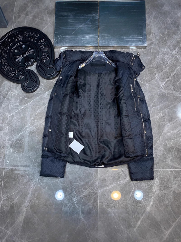 重工Chrome Hearts 克罗伈冬季羽绒服 暗纹连帽保暖羽绒服男女款|undefined