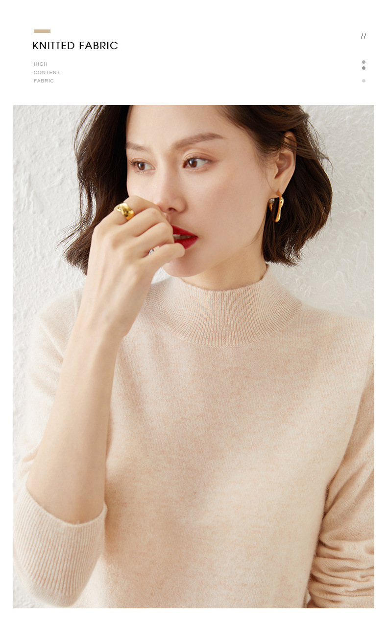 New autumn and winter collection: Semi-high-neck wool sweater, solid color pullover base layer for women, short thickened sweater for women, paired with knitted sweater pic 19