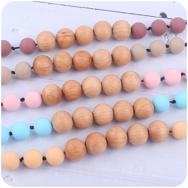 Nuevo bebé suministros silicona molar teether collar bebé teether palo masticable colgante collar