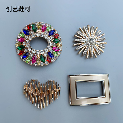 Fashion Trend EVA High Heels Slippers Shoe Surface Decorative Zinc Alloy Metal Buckle Shoe Material Accessory Wholesale