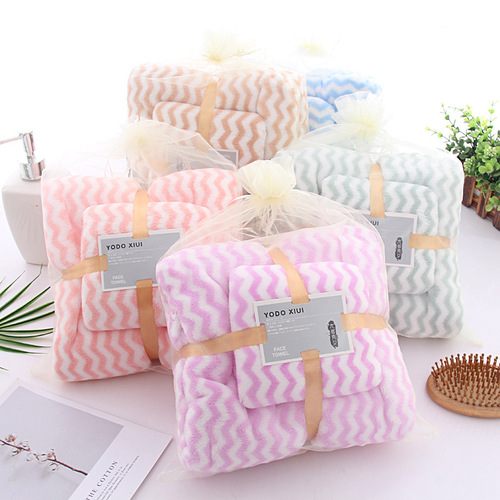 Warp knitted coral velvet towel bath towel wide strip mother set soft thickened export set towel beach towel