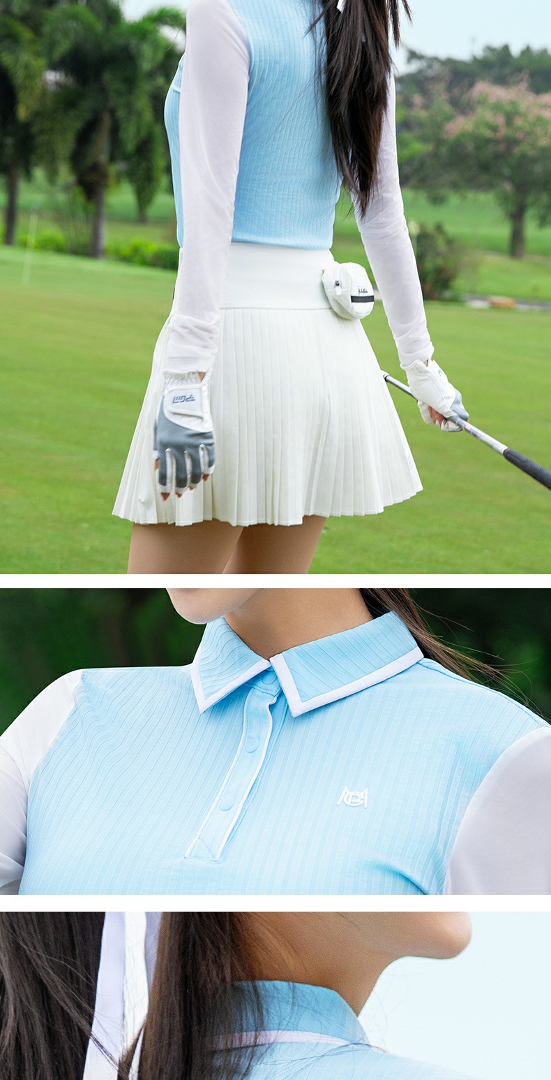 Áo polo nữ dài tay lụa băng mát mặc golf mùa xuân hè — YF797-áo đen, YF797-áo trắng, Áo YF797 trắng (lụa lạnh siêu mỏng), YF797-Áo đen (lụa lạnh siêu mỏng) chi tiết 13