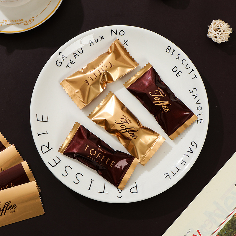 Oro inglés turrón transparente máquina sello bolsa Internet celebridad luz lujo toffee bolsa de embalaje Navidad café bolsa de caramelo